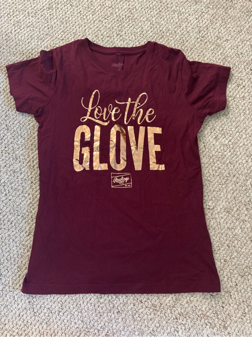 Rawlings Women's Maroon Tee with Gold Foil 'Love the Glove' Graphic